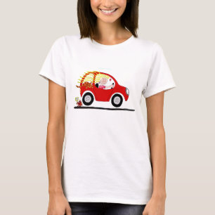 Camiseta Chica que conduce el dibujo animado del coche
