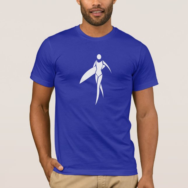 Camiseta Chica que practica surf azul (Anverso)