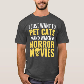 Camiseta Chica que solo quiere acariciar gatos y ver pelícu