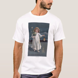 Camiseta Chica que sostiene el árbol y la linterna