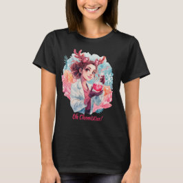 Camiseta Chica Química Festiva Aquarela Arte Científico