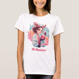 Camiseta Chica Química Festiva Aquarela Arte Científico