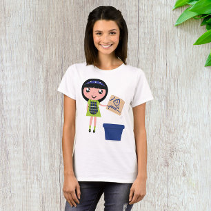 Camiseta Chica Reciclando Pizza Box Divertido ecológico