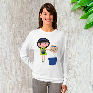 Camiseta Chica Reciclando Pizza Box Divertido ecológico