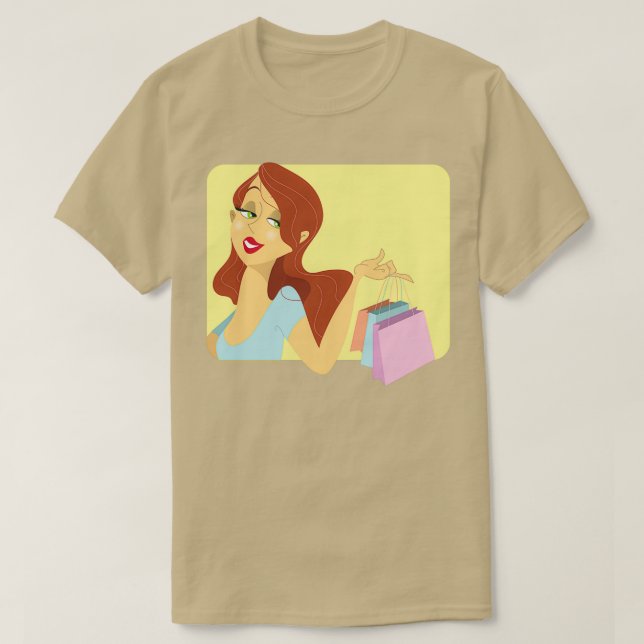 Camiseta Chica Redhead en las compras (Diseño del anverso)
