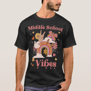 Camiseta Chica retro Boho arcoiris de la escuela media vibe