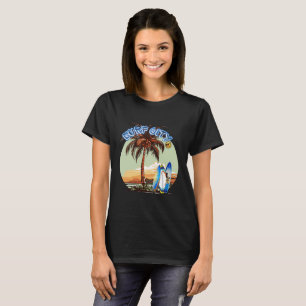 Camiseta Chica Retro de la Playa de Surf