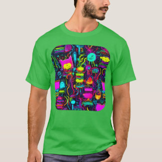 Camiseta Chica retro de los 80 al estilo neón UV vintage