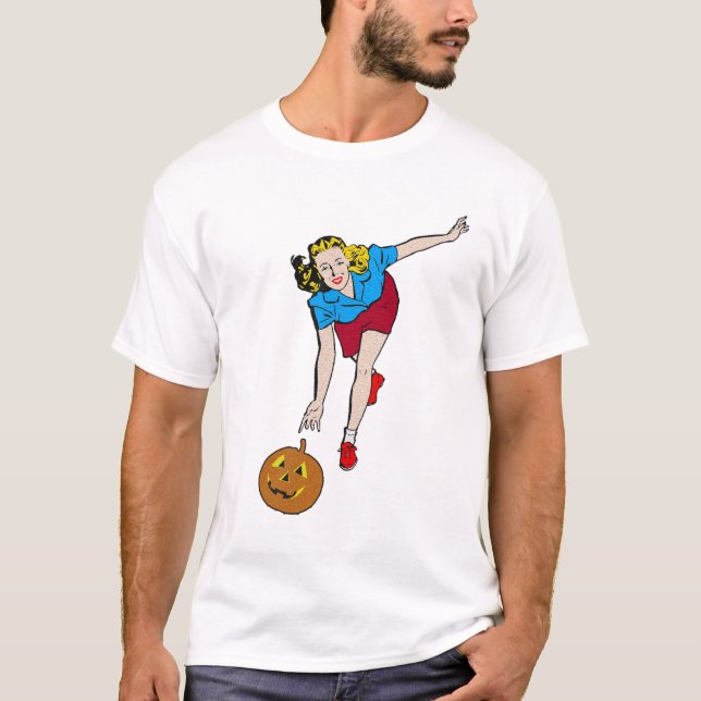 Camiseta Chica retro de los bolos de la calabaza de (Anverso)