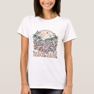 Camiseta Chica Retro de Playa Esqueleto Flamenco Paz