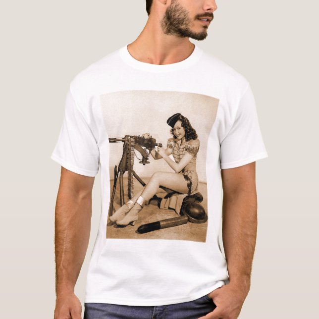 Camiseta Chica retro del artillero de máquina de las (Anverso)