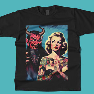 Camiseta Chica Retro Endiablada con Tatuajes