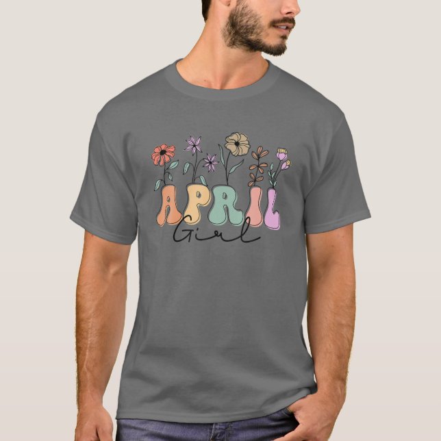 Camiseta Chica Retro Groovy Octubre Flores Lady Cumpleaños (Anverso)