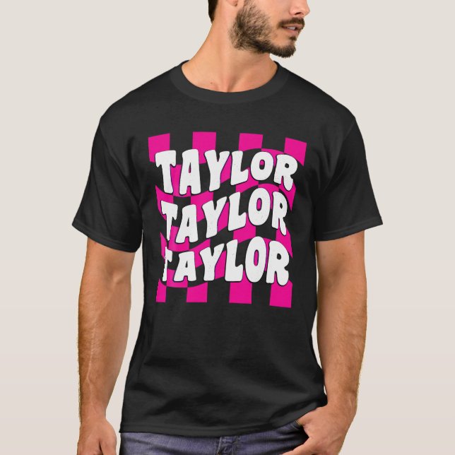 Camiseta Chica Retro Groovy TAYLOR Nombre Personalizado B (Anverso)