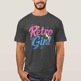 Camiseta Chica Retro Rosa y Azul Clásica divertida