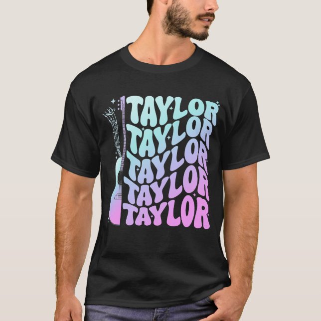 Camiseta Chica Retro Taylor Primer nombre Groovy personaliz (Anverso)