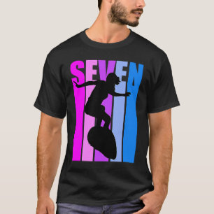 Camiseta Chica Riding Waves Séptimo Surfista Rosa de Cumple