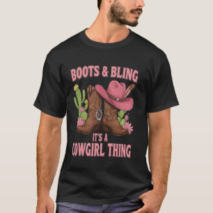 Camiseta Chica Rodeo Country Howdy Botas y Brillo Occidenta