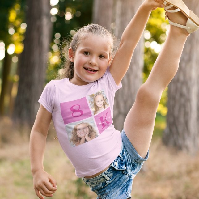 Camiseta Chica Rosa Cute Personalizado de Collage de fotos (Subido por el creador)