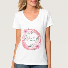 Camiseta Chica rosa Rubor en flor Baby Shower