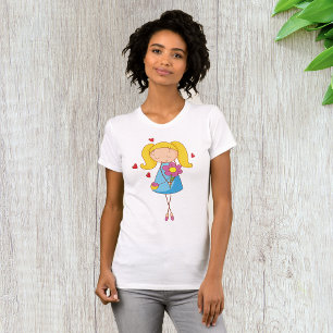 Camiseta Chica Rubia Sosteniendo Flor Amor Lindo