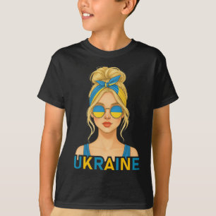 Camiseta Chica rubia ucraniana Bandera de Ucrania Novia ucr