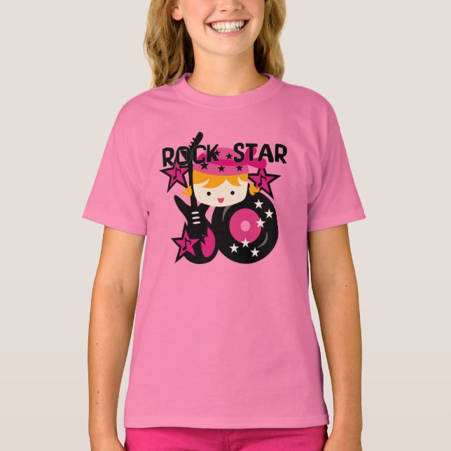 Camiseta Chica rubio de la estrella del rock (Anverso)