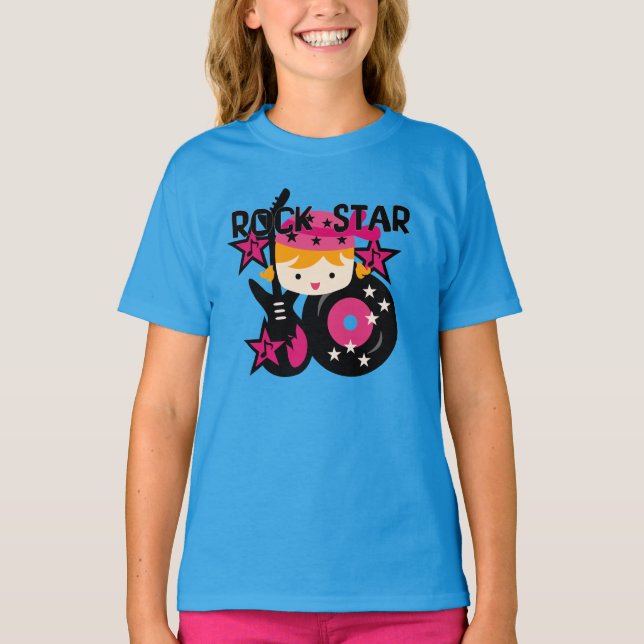 Camiseta Chica rubio de la estrella del rock (Anverso)