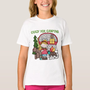 Camiseta Chica rubio loco para acampar