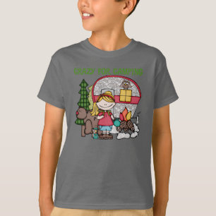 Camiseta Chica rubio loco para acampar
