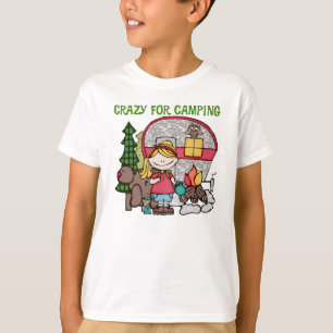 Camiseta Chica rubio loco para acampar