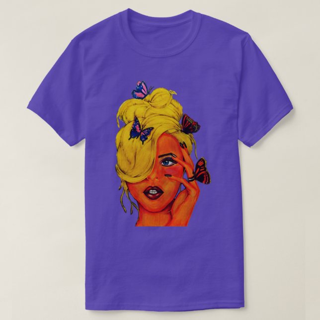 Camiseta Chica rubio mariposa (Diseño del anverso)