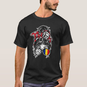 Camiseta Chica rumano de voleibol desordenado Bun Hair