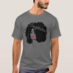 Camiseta Chica Sagittarius Zodiac Afro Reina negra Bir