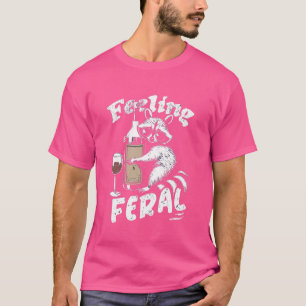 Camiseta Chica Salvaje Sentimiento Zarigüeya Mapache Y Vino