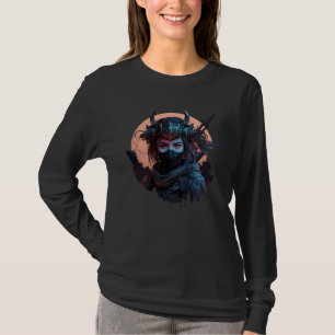 Camiseta Chica samurái estética demonios máscara tema japon