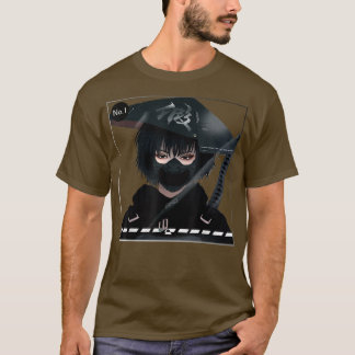 Camiseta Chica Samurai Japonés En El Ciclismo Estético Negr