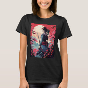 Camiseta Chica Samurai japonés retro vintage Sakura Cherry