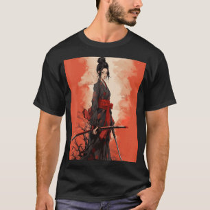 Camiseta Chica Samurai japonés retro vintage Sakura Cherry
