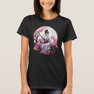 Camiseta Chica Samurai japonés retro vintage Sakura Cherry