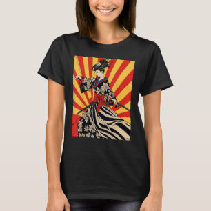 Camiseta Chica Samurai japonés retro vintage Sakura Cherry