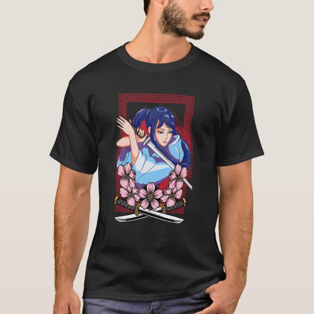 Camiseta Chica Samurai Katana guerrero luchador japonés ken (Anverso)