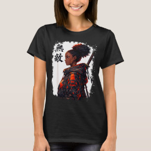 Camiseta Chica samurái negra anime guerrera afro africana