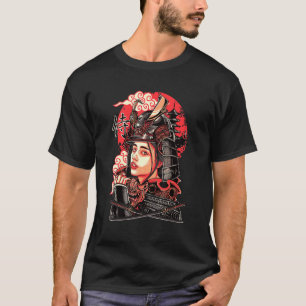Camiseta Chica Samurái Tatuaje Japonés Mujer Guerrera Katan