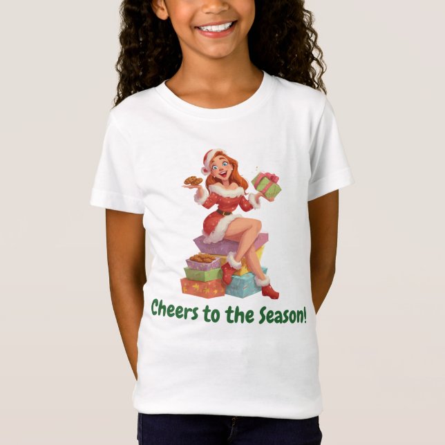 Camiseta Chica Santa con galletas y regalos (Anverso)