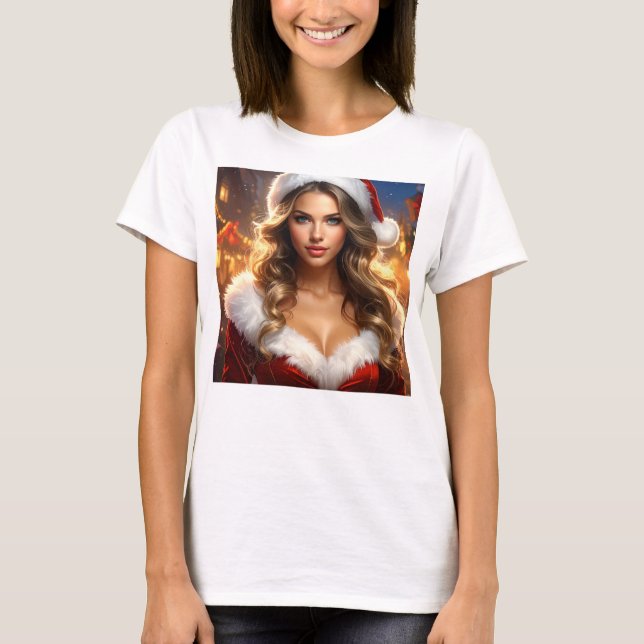 Camiseta Chica Santa de Navidad Nostálgica (Anverso)