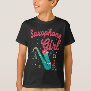 Camiseta Chica saxofón Concierto musical Treble Clef Notes