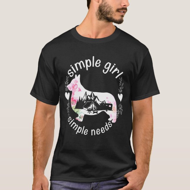 Camiseta Chica Simple Necesidades Simples Camping Corgi (Anverso)