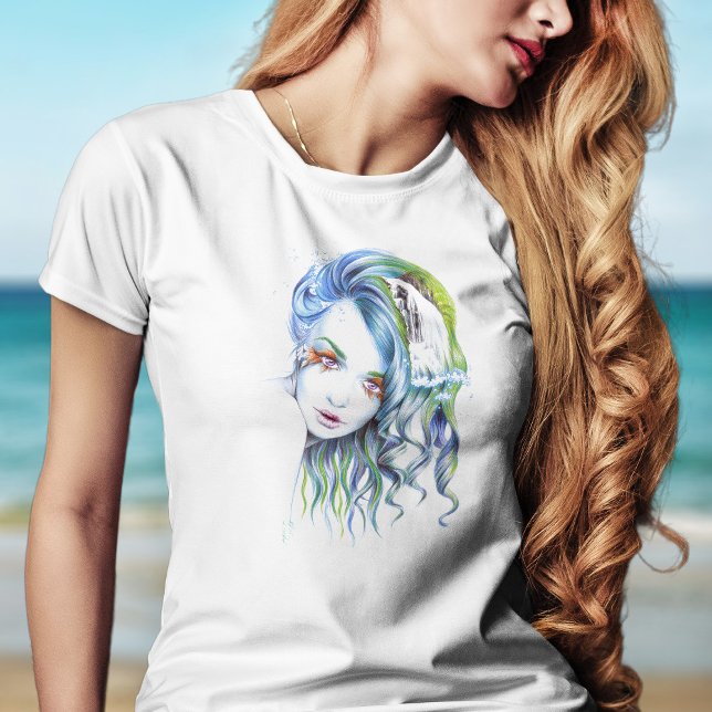 Camiseta Chica Sirena Mujer Agua Retrato Surreal Fantasía (Subido por el creador)