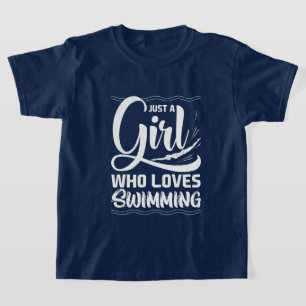 Camiseta chica sólo gracioso ama nadar arte de palabras